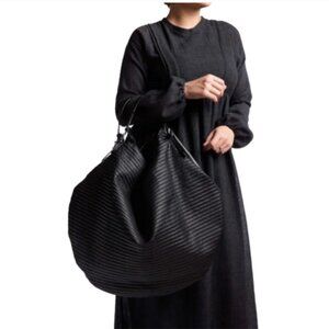 Gianni Segatta Ricamo Large Black Leather Hobo Weekender Tote Made in Italy
